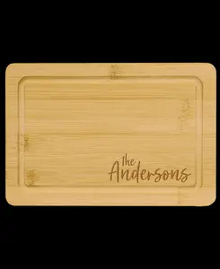 Custom Engraved Bamboo Cutting Board with Drip Ring