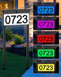Avatar Controls House Numbers for Outside, Double Side LED Solar Address Number Signs Waterproof, RGBW Color Changing Solar Address Sign with Stakes for Mailbox Garden Street Home Yard