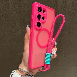 Magnetic Shockproof Protective Phone Case + Wrist Strap for Samsung Galaxy S26 Ultra S25 Ultra S24 S23 Ultra, Full Camera Protection, Wireless Charging Support, Cover, Accessories