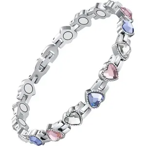 September Laurel Magnetic Bracelets for Women, Titanium Steel Magnetic Bracelet with Neodymium Magnets & Sparkling Crystals, Jewelry GiftsValentine’s Day gift.