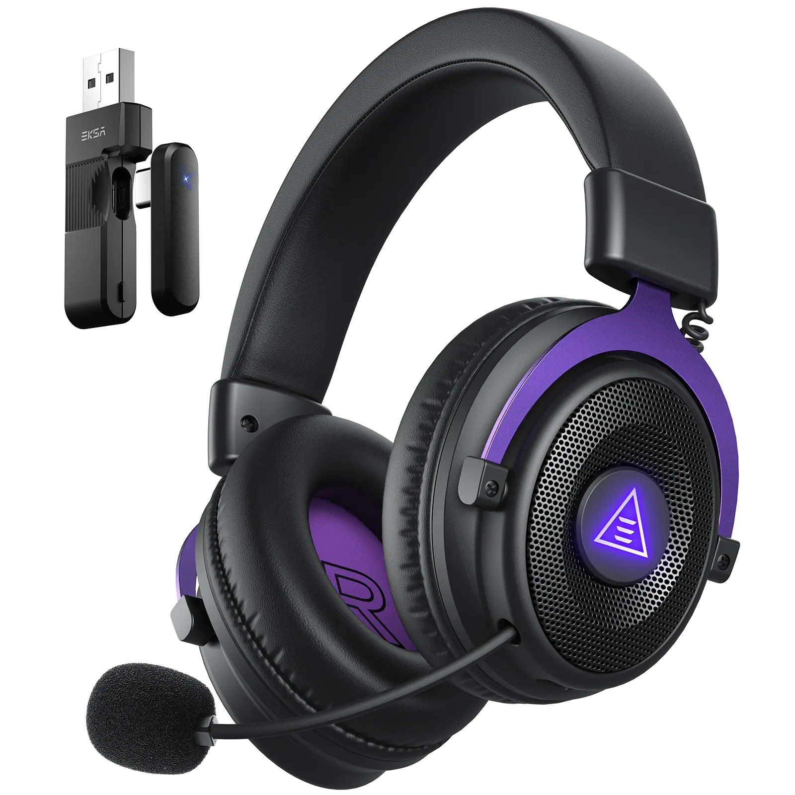 2.4GHz Wireless Gaming Headset, USB & Type-C, 30ms Low Latency, for PC/PS4/PS5/Switch/Mobile/Mac, Over Ear Wired&Bluetooth Gaming Headset with Microphone, 80Hrs Playtime, RGB, Gaming Headphones With Mic, Gamer Headphones With Mic