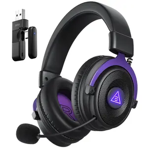 2.4GHz Wireless Gaming Headset, USB & Type-C, 30ms Low Latency, for PC/PS4/PS5/Switch/Mobile/Mac, Over Ear Wired&Bluetooth Gaming Headset with Microphone, 80Hrs Playtime, RGB