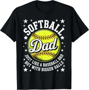 Softball Dad Like Baseball But with Bigger Balls Fathers Day T-Shirt Cotton Fabric Kid