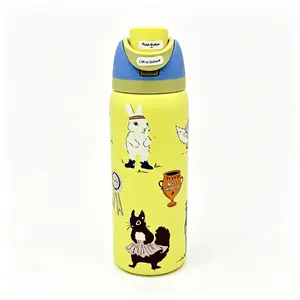 Owala FreeSip Insulated Stainless Steel Straw Water Bottle, BPA-Free Worry-Free Sports Water Bottle, Suitable for Travel and School Without Frequent Refilling, 32 oz, Kids' Small Animal Series