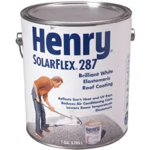 212 MAIN Henry HE287SF046 Elastomeric Roof Coating - 1 Gal, White, Solarflex, Heat Reflects Car Paint Care Coating