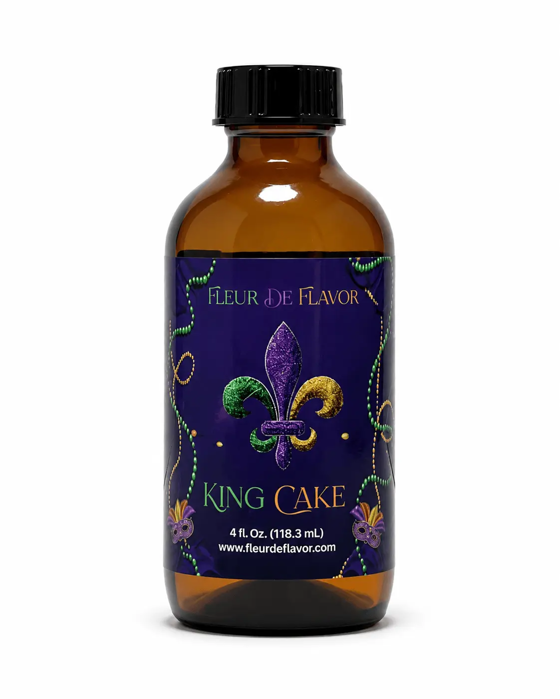 Fleur De Flavor King Cake Emulsion – Rich Mardi Gras Cinnamon & Vanilla Flavor for Baking, Frosting, Ice Cream & Beverages (4 oz)