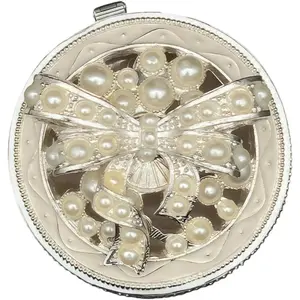 Metal  Box with  Bow  Round  Trinket Storage Box Decorative with  Latching Keepsake Box for Ring Earrings Necklaces Decor,  for Women Girls ()