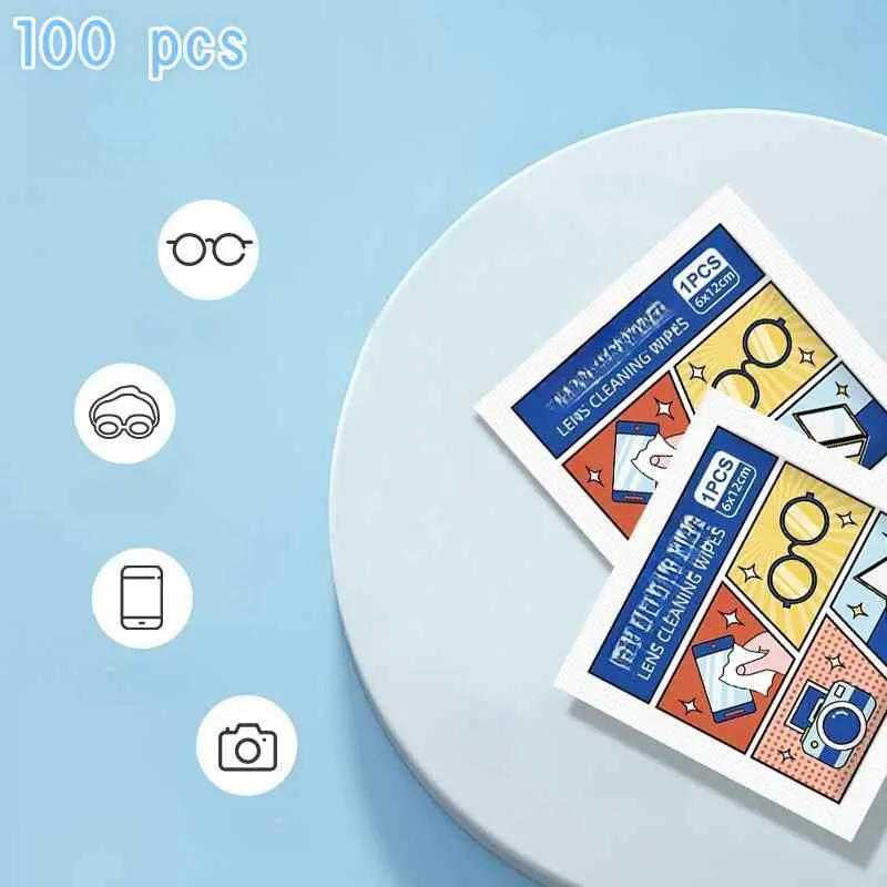 Cleaning Wipes, 100pcs/pack Lens Cleaning Wipes, Phone Screen Cleaning Wipes, Camera Cleaner, Portable Cleaning Supplies for Home & Travel