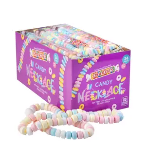 Smarties Candy Necklace - 24 Individually Wrapped Fruit Flavored Hard Candy on Stretch String - Gluten Free & Vegan - Low Calorie Party Favors for Birthdays & Halloween - Classic Fruit Flavors Snack Bonbon - Sweet
