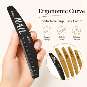18cm Washable Manicure File with Ruler & Guide, Double-Sided Fine Grit Professional Buffer for Smoothing, Easy-Cleaning Nail Care Tool for Acrylic & Natural Nails, Home/Salon Cuticle Trimming & Polishing Supplies fake