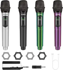 Talomen 4 Pack Wireless Microphone Set, 2.4GHz Rechargeable Handheld Cordless Mics with Receiver, 160 ft Range for Karaoke, Singing, Speech, Events