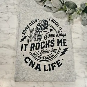 CNA shirt certified medical assistant it rocks me humor messy bun skull popular trendy nurse Unisex Top