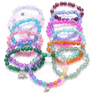 US 1-2 Strands of 100 Pack 8mm Loose Round Spacer Beads Strand Crackle Lampwork Glass Beads