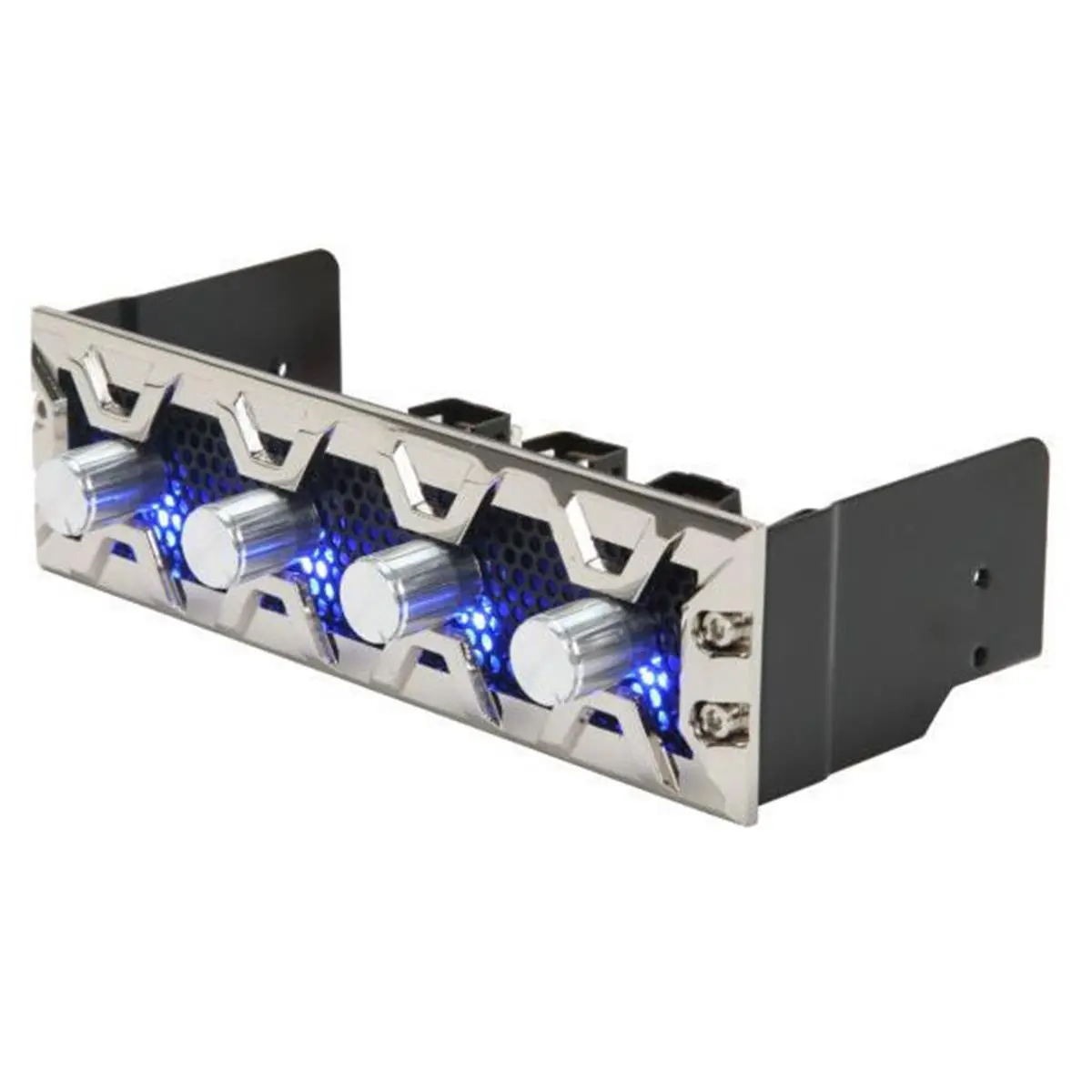 212 MAIN Lamptron 832-103-02 4-Channel Fan Controller - 30W Per Channel - Blue LED - Silver Aluminum Bezel, Aluminum Material