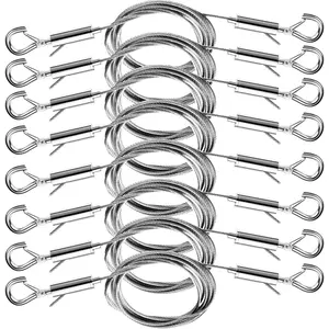 8PCS Adjustable Picture Hanging Wire Kit, 6.6FT Heavy Duty Stainless Steel Rope for Frame Mirror Pictures Billboards Basket Flowerpot, Supports Up to 66lbs