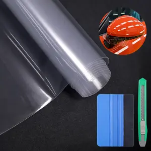   12x59In (1ftx5ft) Transparent Vinyl Wrap Film, Clear Vinyl Wrap Adhesive Motorcycle Stickers Decals,Anti-Wrinkle Bubble Free Replacement Car Sticker DIY Interior Exterior