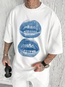 Men's Loose Fit Y2K Style Streetwear Print T-Shirt, Casual Daily Wear, Thin Long Top, All-Season Fashion, Perfect Holiday Gift, Menswear