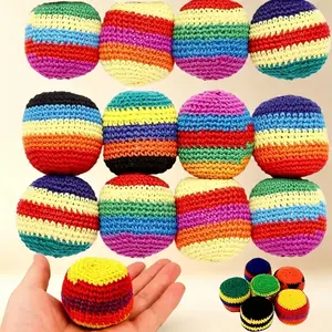 3/6PCS Handmade Crochet Hacky Sack Set, Boho Aesthetic Footbag Juggling Balls For Outdoor Play, Retro Summer Games For Kids Adults, Coordination Training Equipment For Backyard Party, Trendy Kick Sack Gift For Teens Girls Boys, Outdoor sports toy ball