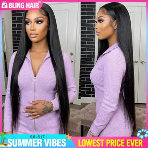 36inch Bling Hair 13x6 Lace Front Wig Human Hair Wigs Straight HD Transparent Brazilian Hair Lace Frontal Wig For Women Pre Plucked With Baby Hair #SummerVibes