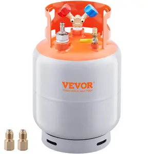 【Summervibes】VEVOR Refrigerant Recovery Tank with Float Switch - 30 lb. Capacity ac Recovery Tank with ¼ to ½ Adaptor, Reusable Recovery Tank HVAC for All Refrigerant, Prevent Overflow, with Trace Amount of N₂