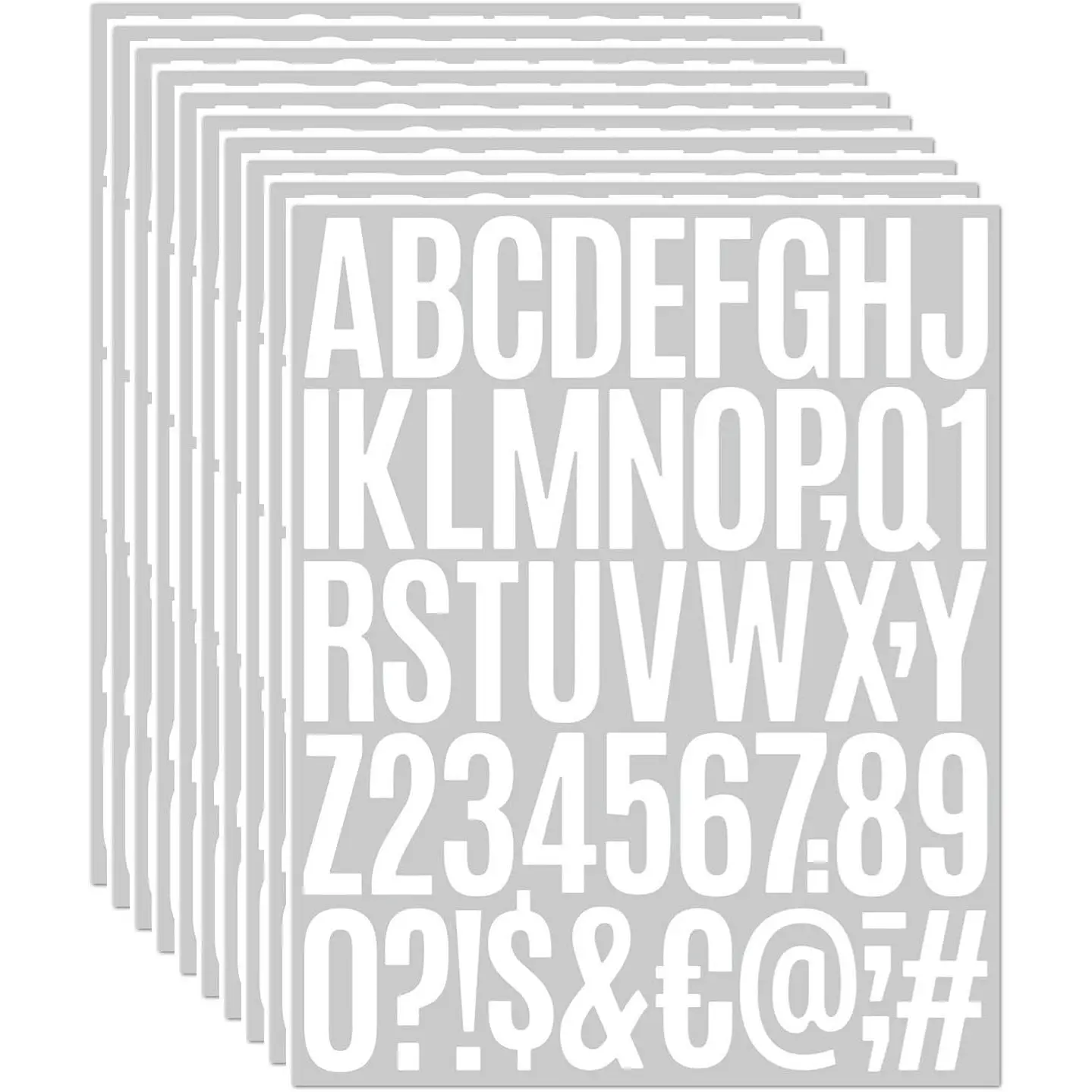Vinyl Letter Stickers 10 Sheets 500 Count Self-Adhesive Alphabet Numbers Stickers 2 Inch White for Mailbox, Window, Door, and Address Numbers