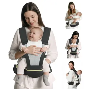 BabyBond 6 in 1 Adjustable Baby Carrier for Babies 0-36 Months, Detachable Hip Seat for Travel & Daily Use (Black)
