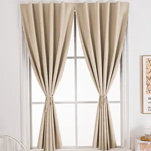 Easy Install Modern Blackout Curtain, Self-Adhesive Magic Tape, Double Layer Design for Bedroom & Living Room, Elegant Decoration, Window Curtain