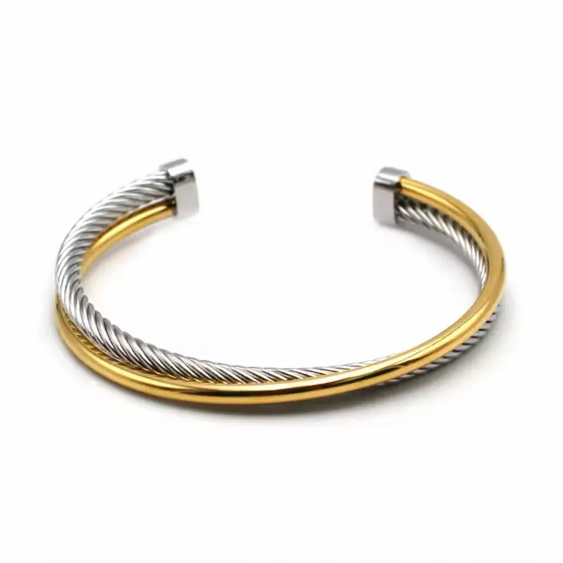 Bangle double tone stainless steel open size