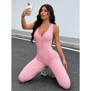 Women High Elastic Leopard Print Body Shaper Jumpsuit, Back Bond Design, Removable Butt Pads, Tummy Control & Butt Lifting Slim Fit One-Piece Shapewear tiktokshopspringglowup