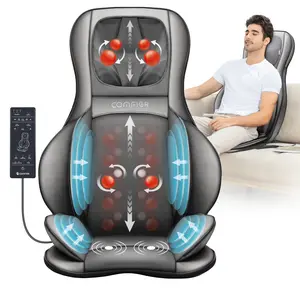 COMFIER Leather Massage Chair Pad with Heat - Shiatsu Neck & Back Massager, Portable with Compression & Rolling for Muscle Tension Relief, Father’s Day Gift