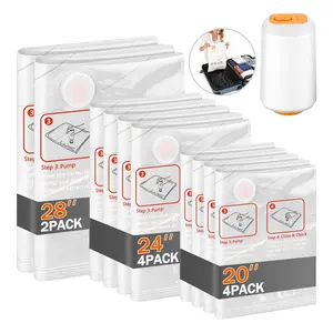 Cordless Travel Vacuum Storage Bags Set with Rechargeable Pump, 10-Pack (3 Sizes) - Lightweight, Waterproof, Reusable Space-Savers for Clothes, Bedding, Carry-On Compression Packing (Vacuum Bags for Travel)