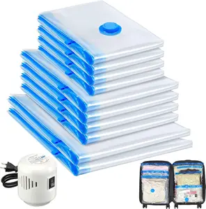 10 Pack Vacuum Storage Bags with Electric Air Pump Waterproof Dustproof Space Saver Combo for Travel Luggage Organiser & Household Cover