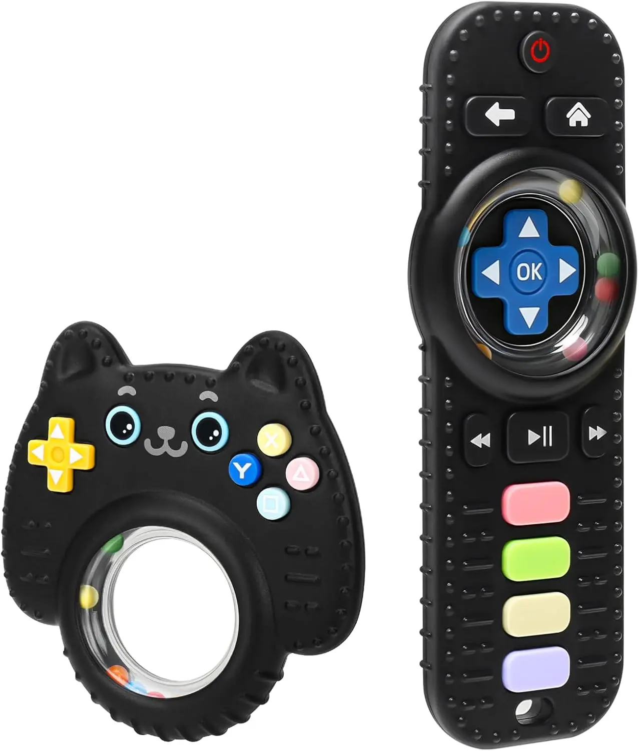 2 Pack Baby Teething Toys for Babies 3-6 Months, Silicone TV Remote Teether for Infants 6-12 12-24 Months, Sensory Chew Toys for Boys & Girls, BPA Free Teething Relief