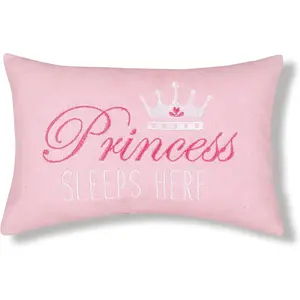 Pink Princess Sleeps Here 6" x 9" Extra Small Accent Pillow for Girls, Kids, Toddler, Children-Soft Embroidered Novelty Mini Throw Pillow