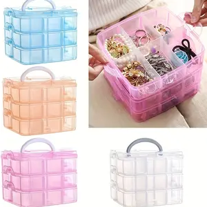 1 set of 18-Compartment Multifunctional Plastic Storage Box, Multi Grids Organizer - Perfect for Jewelry, DIY Crafts, Makeup, and More! Bead Storage Containers