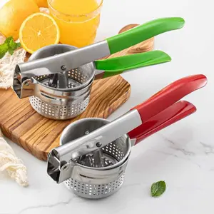 Stainless Steel Manual Masher Press Multifunction Potato Garlic Crusher Fruit Vegetable Juicer Kitchen Fruit Utensil Anti Slip Handle Durable Christmas Kitchen Essential Kitchen Gadget