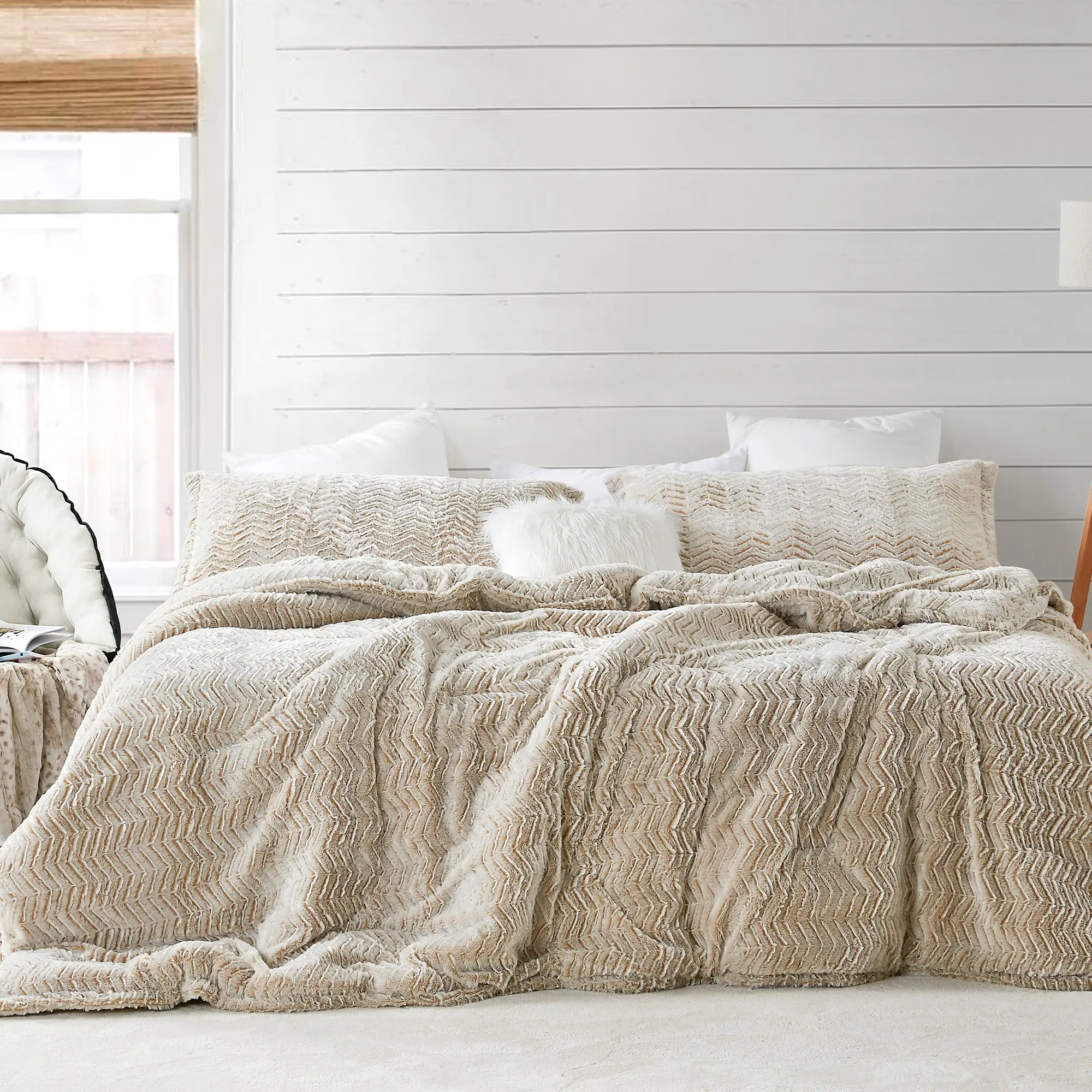 Peak of Cozy - Coma Inducer Oversized Comforter - Chevron Frosted Taupe
