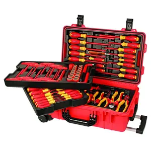 Wiha Tools 32800 80 Piece Master Electrician's Insulated Tools Set In Rolling Hard Case