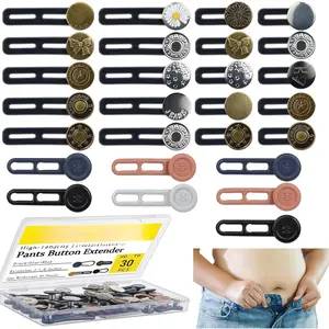 30 count Button Extenders for Women and Men's Pants,Skirts Etc Pants Button Extender,Extension  1/1.4 Inche (6colors 30 count)