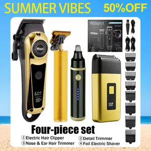 Professional Men’s Grooming Kit - USB/Type-C Rechargeable Hair Clipper, Cordless Nose Trimmer, Beard Trimmer, Multi-Functional Electric Razor Shaver with LED Display, for Daily Care, Home Salon, Ideal Men’s Gift, Usb Rechargeable Clipper