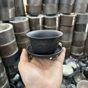 Yanyu Jiangnan Purple Clay Teacup: Intricate Carving of Misty Southern Scenery  #TeaArt #ChineseCraftsmanship #PurpleClayMastery-478