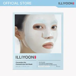 ILLIYOON Ceramide Ato Concentrate Gel Mask | Overnight Facial Mask for Glass Skin Glow, Collagen & Soy-Ceramide with Hyaluronic Acid, Korean Pore Tightening, Hypoallergenic, Vegan Certified, 1.19 oz X 4ea