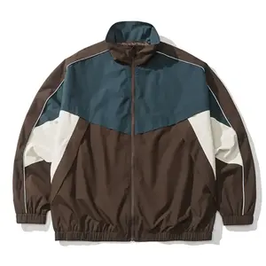 Men's fashion brand retro collage stand up collar jacket, unisex streetwear loose couple jacket, men's fashion brand loose sleeveless zipper cardigan, suitable for men's daily wearRAIMENTRY