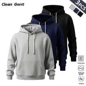 Clean Gent men's solid color drawstring pocket hoodie, casual loose version long-sleeved hooded sweater, suitable for all seasons, classic fashion and comfortable style, suitable for men's clothing for daily wear