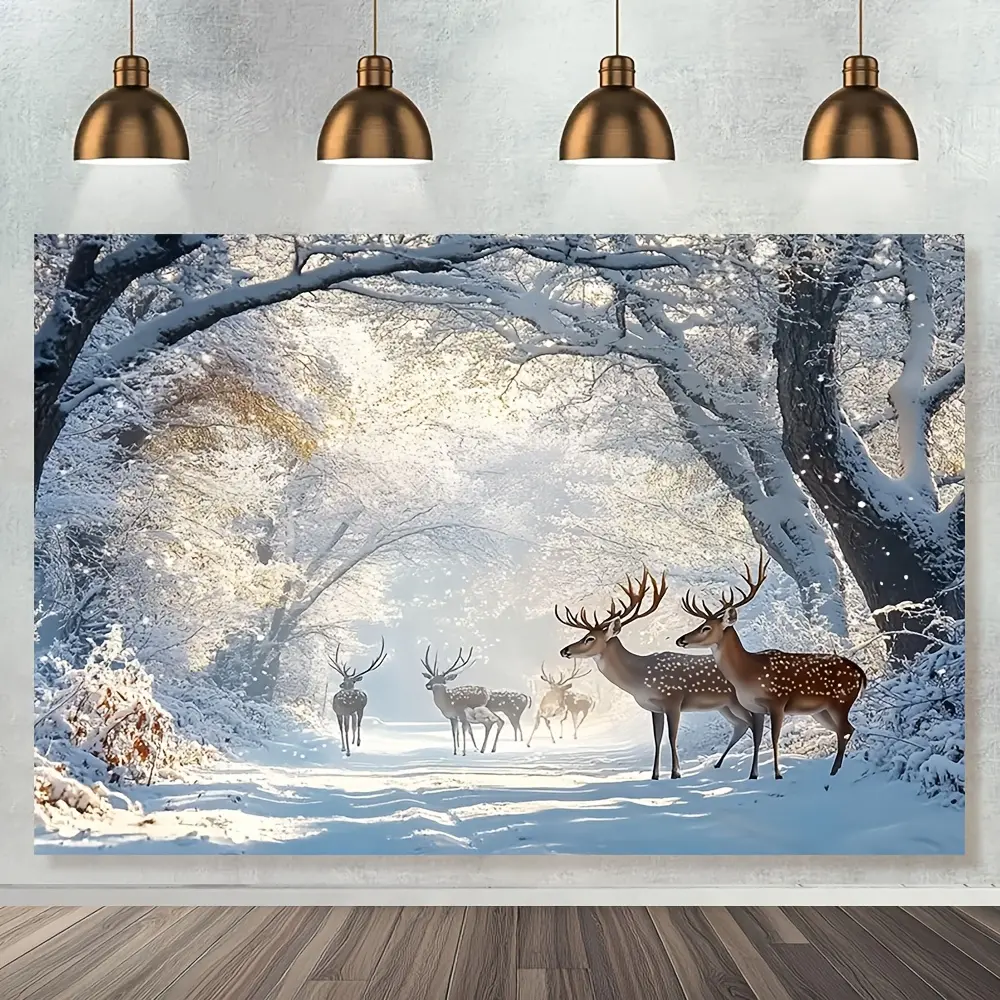Large Wall Tapestry with Summer Vibes, Winter Wonderland Elk Print & Tree Design, <75gsm Polyester Home Textile, Lightweight Woven Transverse Orientation, No Electricity Needed, Tapestry Room Decor for Home Bedroom, Birthday Backdrop