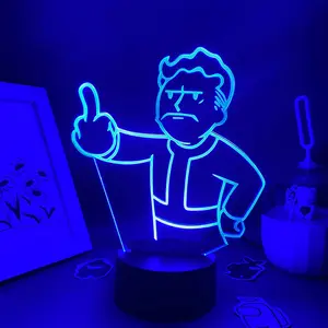 Fallout Pip Boy Middle Finger 3D LED Sensor Night Light for Kids Bedroom