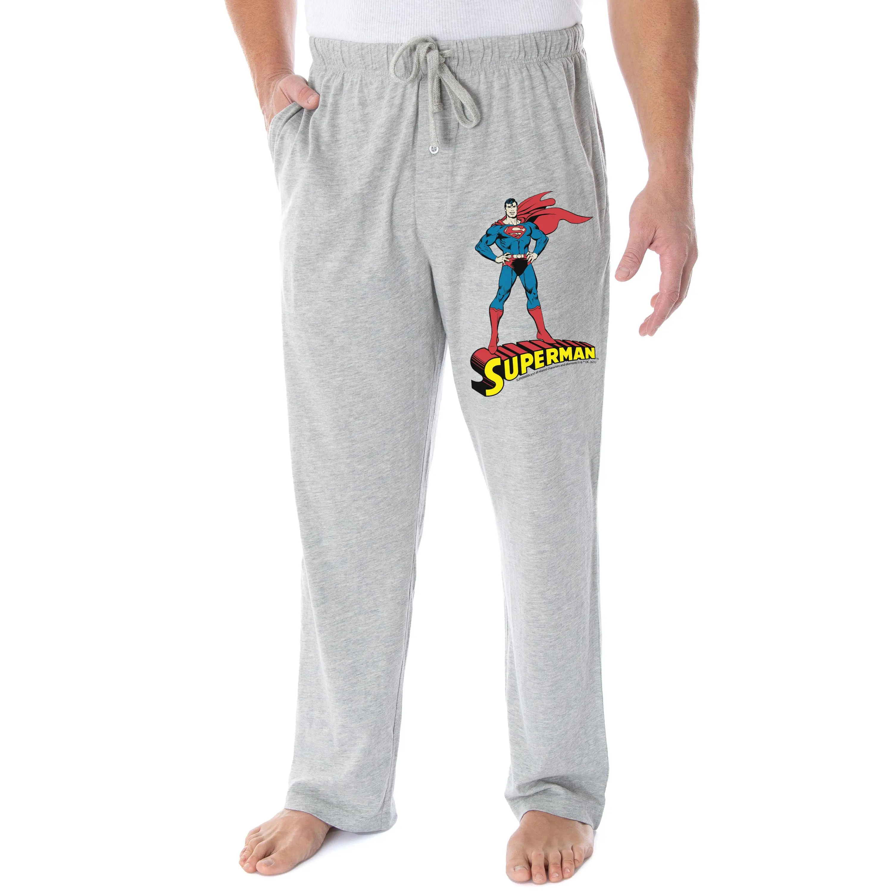 DC Comics Men's Vintage Superman Character And Logo Adult Superhero Loungewear Pajama Pants