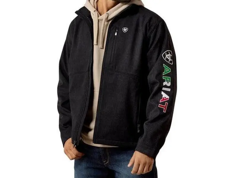 Ariat Men's Logo Softshell Jacket Black Mexico Emboss Print 10079490