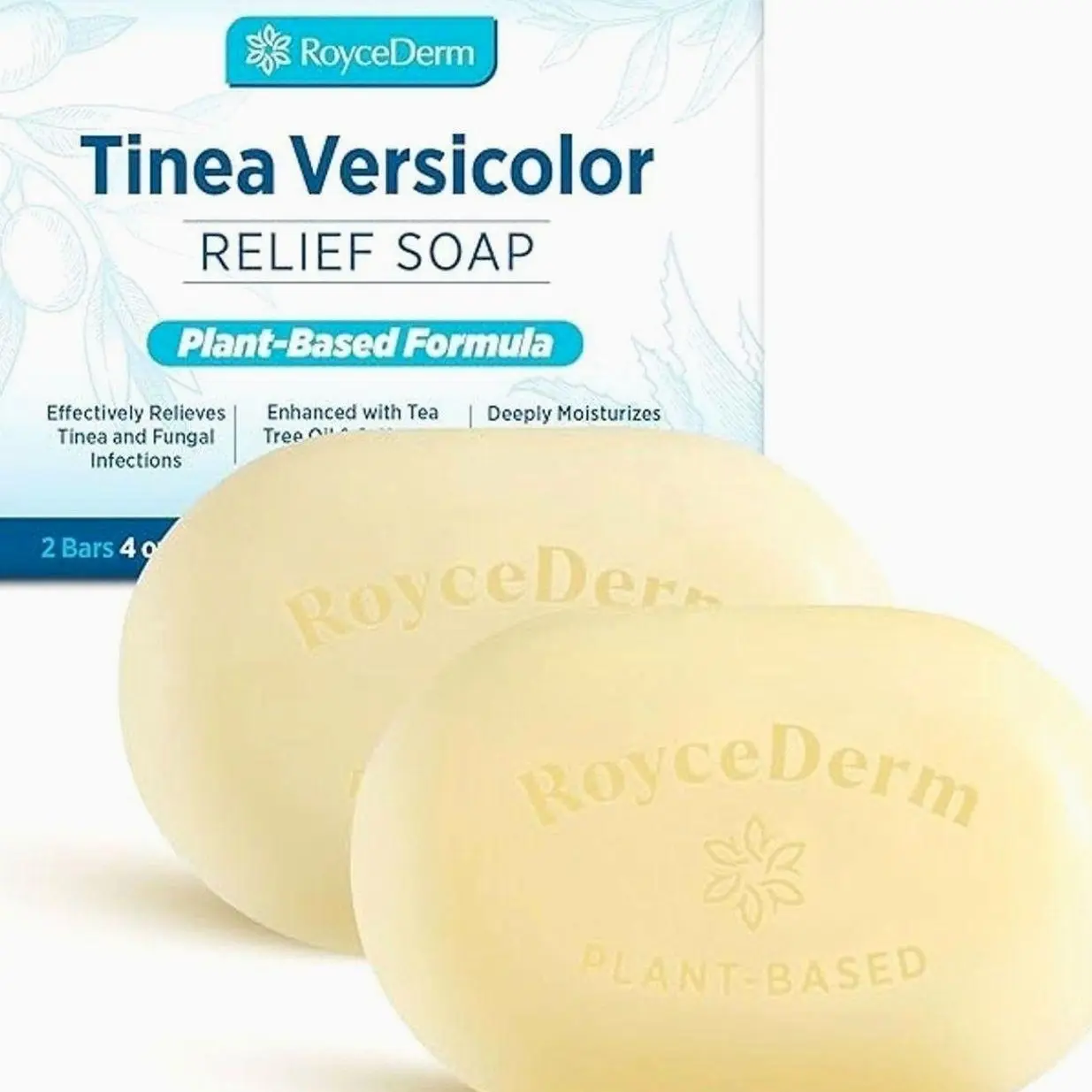 Roycederm Tinea Versicolor Relief Soap: Tea Tree Oil & Sulfur Cleansing Bar, Soothes Irritation, Hydrates & Supports Skin Health