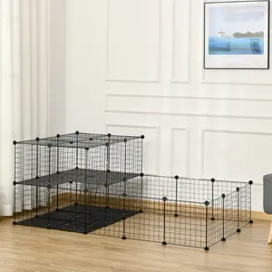 Heavy-Duty Anti-Rust Powder-Coated Steel Pet Playpen with Lockable Door, Metal Mesh Cage & Mallet, Secure Enclosure for Backyard, Patio, Perfect for Small Animals, Puppies, Kittens